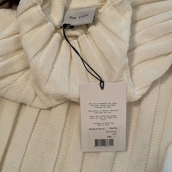 NWT Rue Stiic Anthropologie rib knit long sleeve maxi dress white size Large - Picture 6 of 10